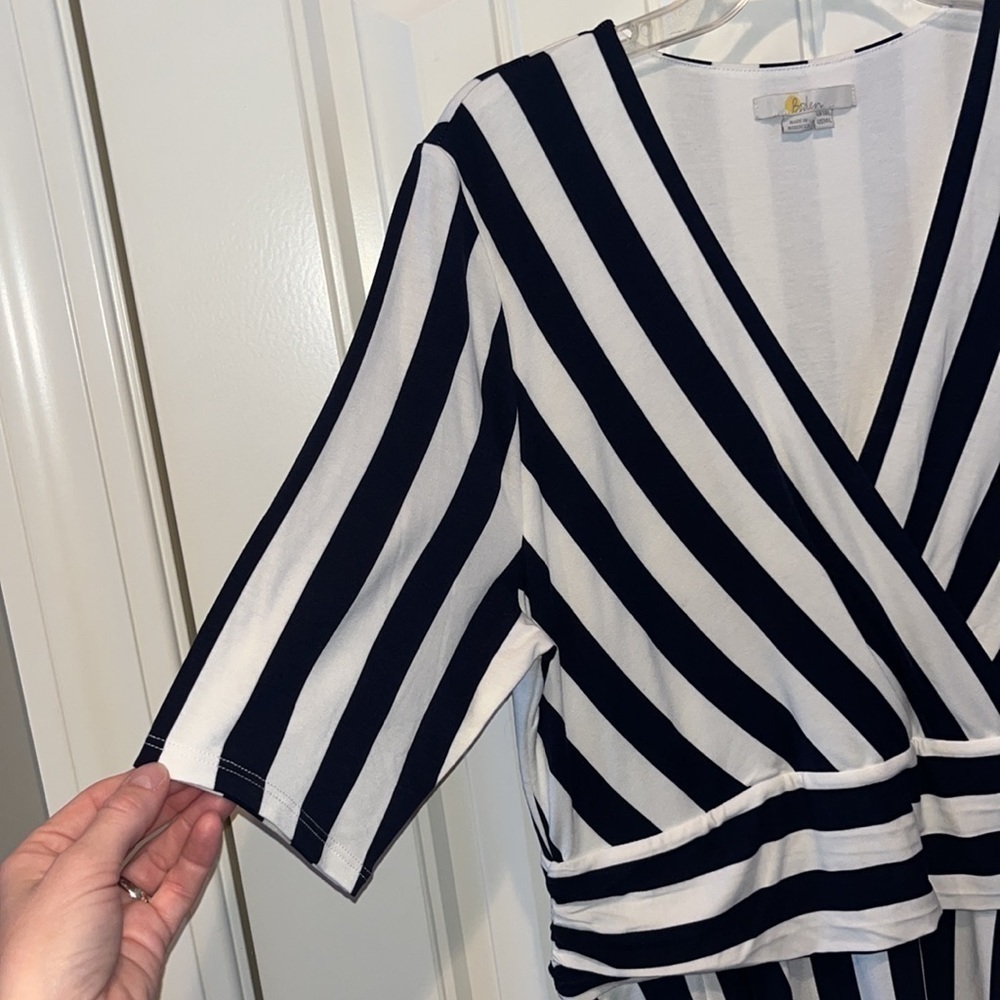 Boden navy white striped short sleeve maxi dress 14L nautical preppy coastal - Picture 13 of 14